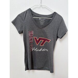 Colosseum Womens Virginia Tech Hokies Gray V-Neck T-Shirt Size S